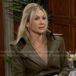 Patty’s olive green leather top and skirt set on The Young and the Restless