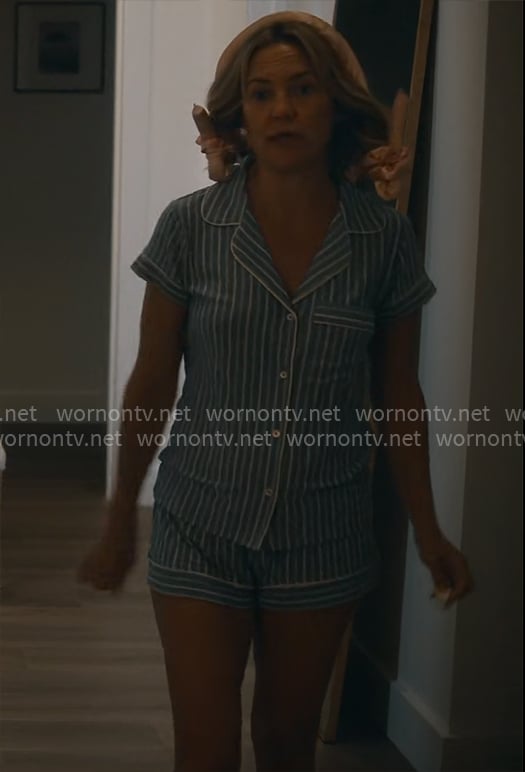 Isla’s blue striped pajamas on Running Point