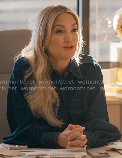 Isla's denim shirtdress on Running Point