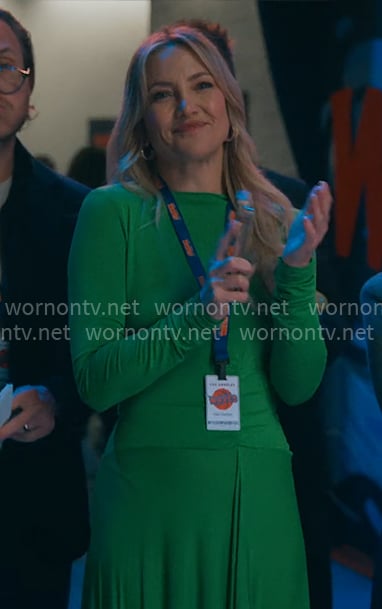 Isla's green long sleeved dress on Running Point