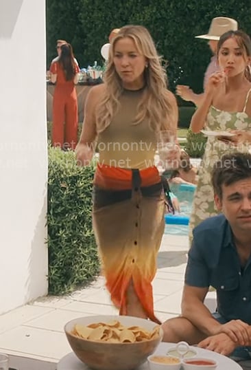 Isla's ombre swimsuit and skirt on Running Point