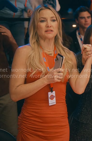 Isla's orange side ruched tank dress on Running Point