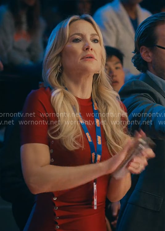 Isla’s red side-button dress on Running Point