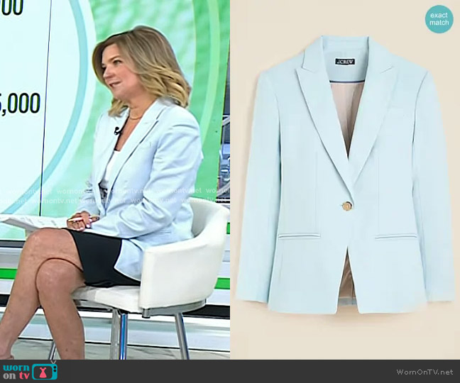 J. Crew Alexandra Blazer in stretch linen blend in Edgewater worn by Christine Romans on Today