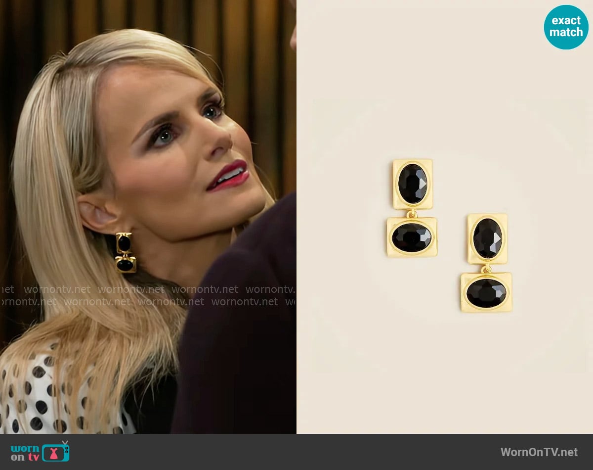 J. Crew Crystal-embellished drop earrings worn by Vanessa McBride (Lauren Buglioli) on Beyond the Gates