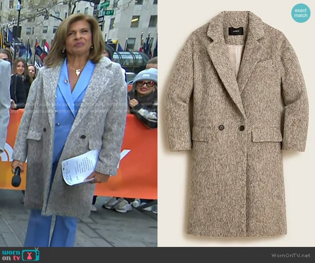 J. Crew Relaxed Topcoat in Italian brushed wool blend Mushroom worn by Hoda Kotb on Today