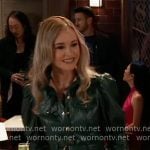 Jacinda’s green leather button front dress on General Hospital