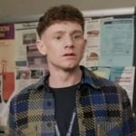 Jacob’s blue plaid shirt on Abbott Elementary