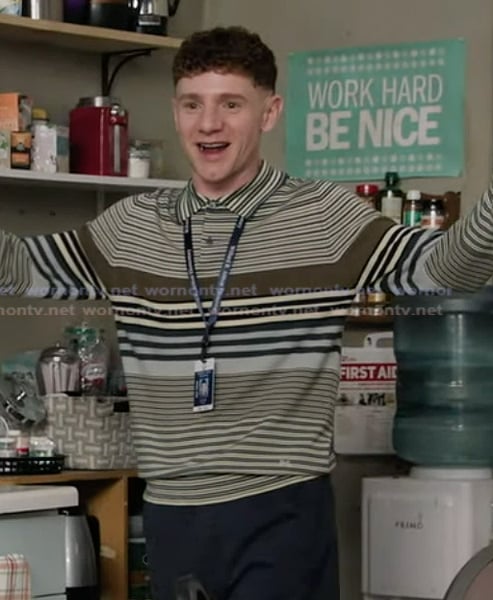 Jacob's striped sweater on Abbott Elementary