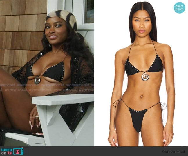 Jaded London Triangle Stud Bikini Top worn by Ciara Miller on Summer House