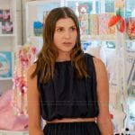 Janet’s black crop top and skirt on The Valley