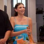 Janet's blue floral print dress on The Valley