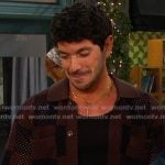Javi’s brown check chrochet shirt on Days of our Lives