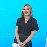 Jenna's black embroidered v-neck top and skirt on Today