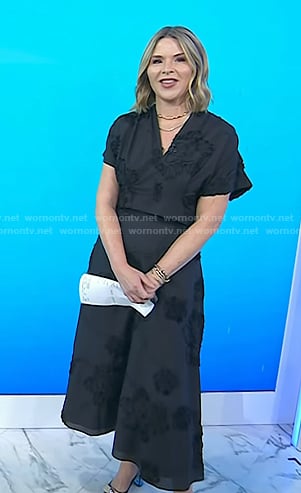 Jenna’s black embroidered v-neck top and skirt on Today