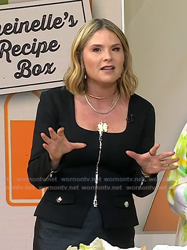 Jenna’s black squre neck zip front top on Today