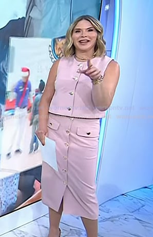 Jenna's pink button vest and pencil skirt on Today