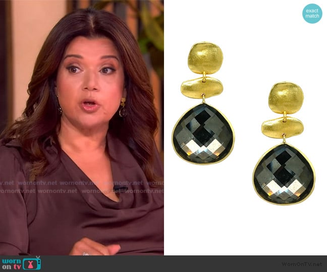 Jennifer Miller Pyrite Drop Earrings worn by Ana Navarro on The View