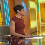 Jericka Duncan’s brown pleated skirt dress on CBS Mornings