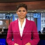 Jericka’s pink blazer and pants on CBS Evening News