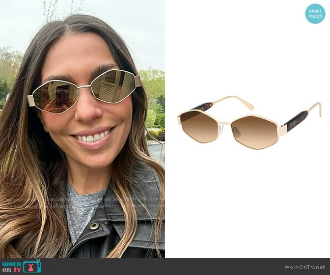 Jessica Simpson Hex Frame Sunglasses in gold tortoise worn by Melissa Garcia on Today