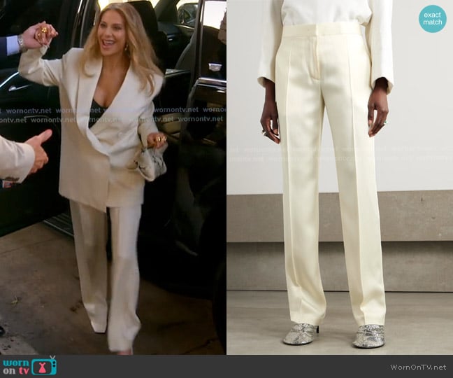 Jil Sander Pleated Satin Straight-leg Pants worn by Dorit Kemsley on The Real Housewives of Beverly Hills