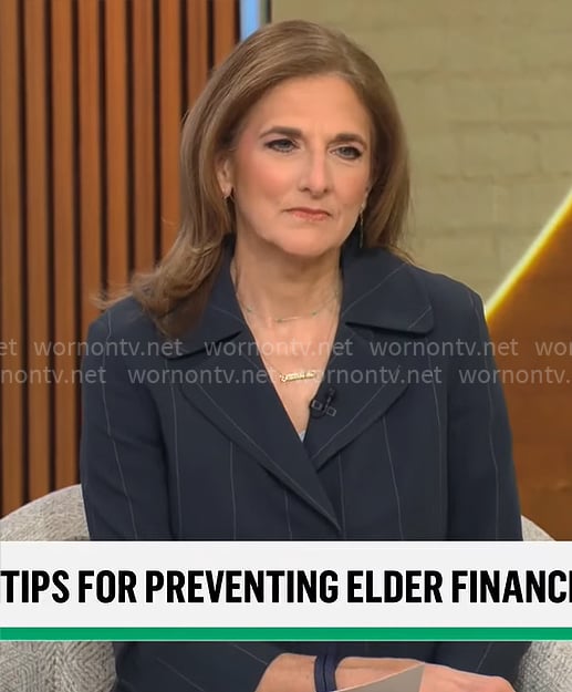 Jill Schlesinger’s pinstripe jacket on CBS Mornings