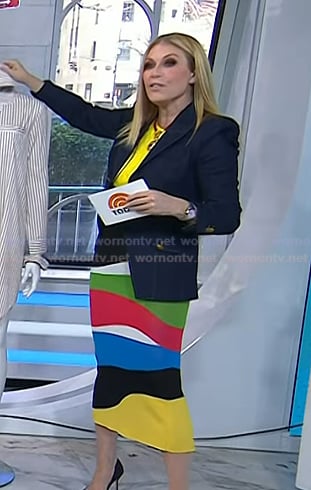 Jill’s denim blazer and multicolored skirt on Today