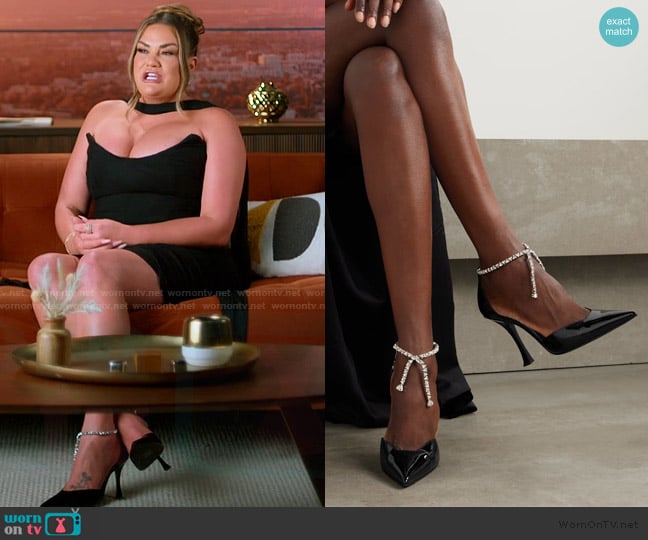 Jimmy Choo Stevie 100 embellished patent leather pumps worn by Brittany Cartwright on The Valley