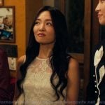 Jiwon's white lace top on XO Kitty