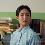 Jiwon's blue tie sleeve shirt on XO Kitty