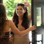 Jo-Ellen’s beige crochet knit dress on The Real Housewives of Rhode Island