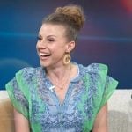 Jodie Sweetin’s floral print top and skirt on Access Hollywood