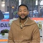 John Legend’s beige cable knit zip sweater on Today