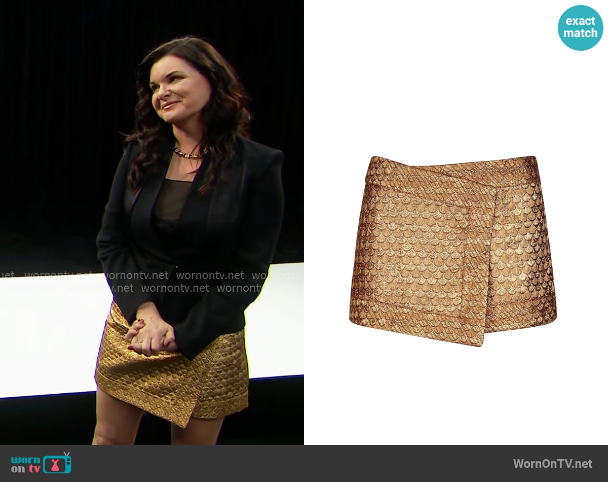 Johanna Ortiz Scale-pattern Wrap Mini Skirt worn by Katie Logan (Heather Tom) on The Bold and the Beautiful