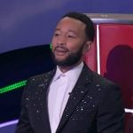 John Legend's black rhinestone embellished blazer on The Voice