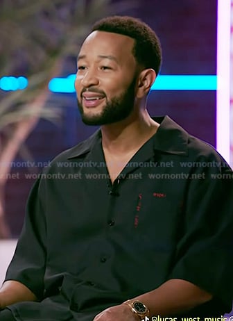 John Legend’s dark navy embroidered shirt on The Voice