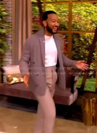 John Legend’s grey shawl collar cardigan on The View
