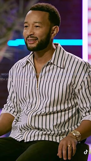 John Legend’s striped zip front shirt on The Voice