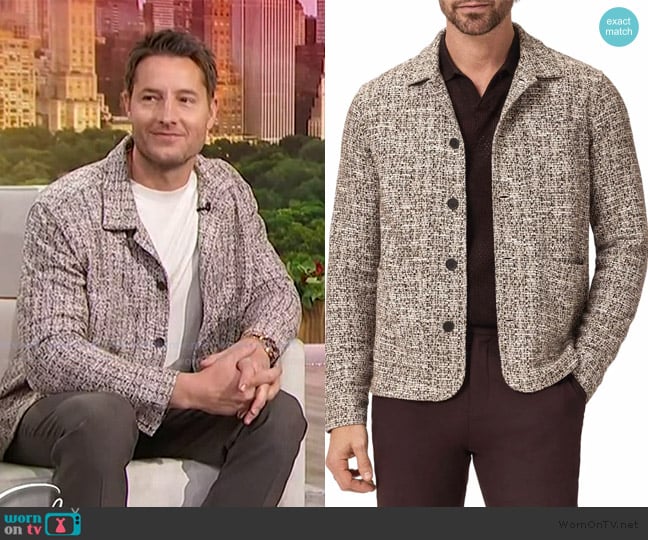 John Varvatos Bourdain Textured Sweater Jacket worn by Justin Hartley on Sherri