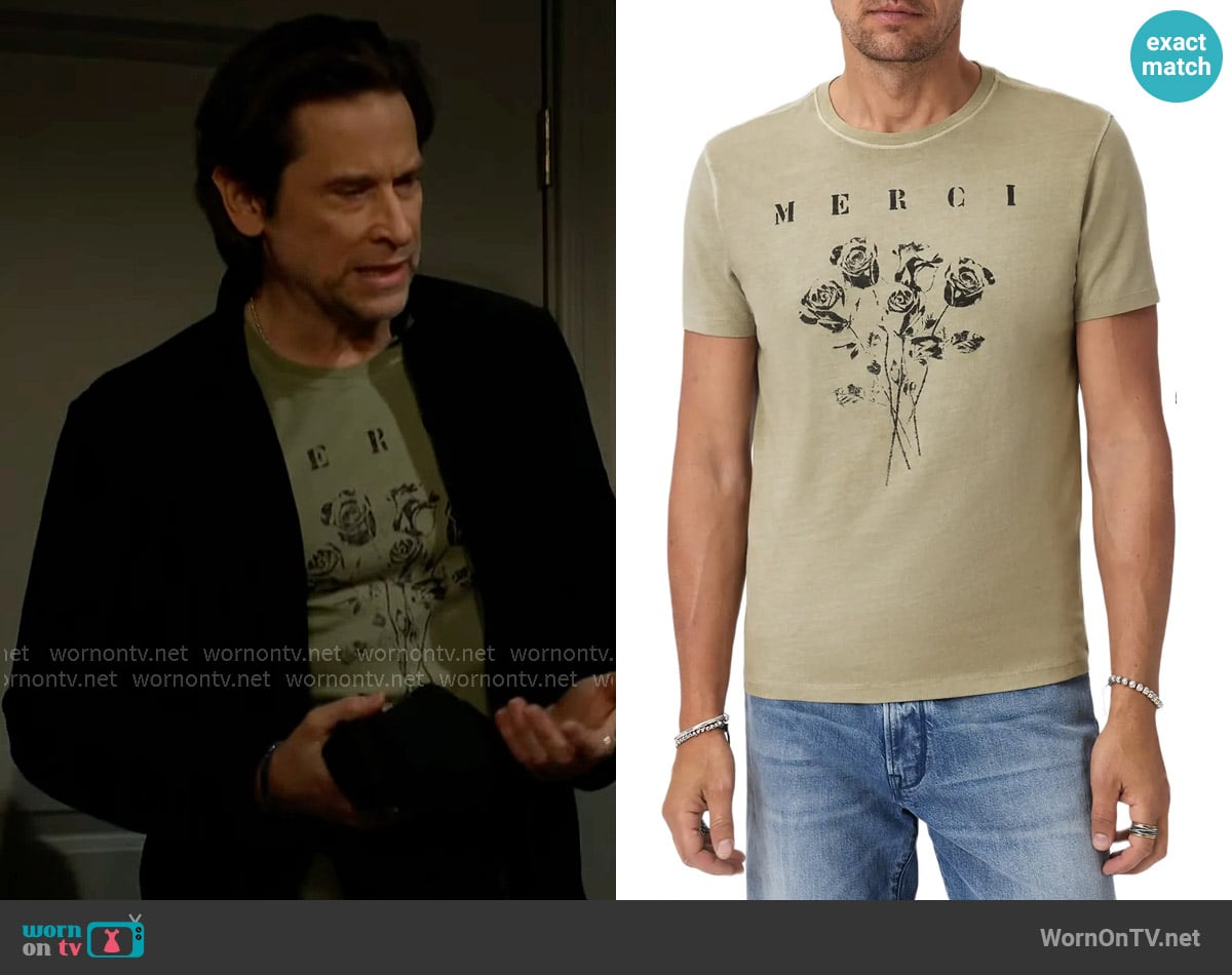 Matt’s MERCI rose graphic tee on The Young and the Restless