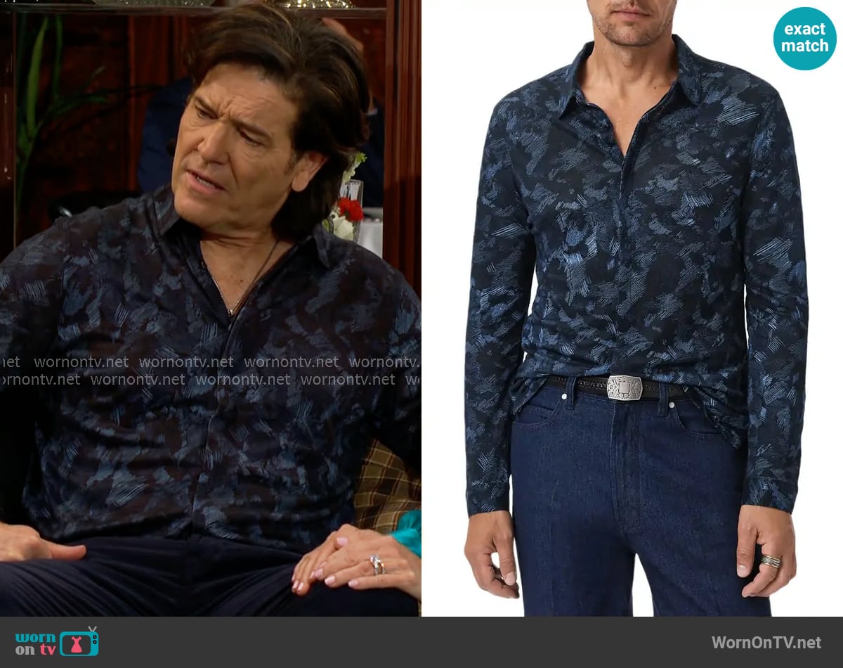 Danny’s blue printed shirt on The Young and the Restless