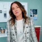 Jordan’s white plaid tweed blazer on Scrubs