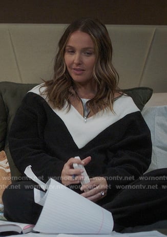 Jo’s black chevron half-zip sweatshirt on Greys Anatomy