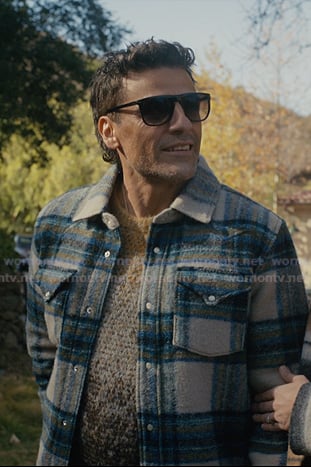 Josh'a blue plaid shirt jacket on Beef