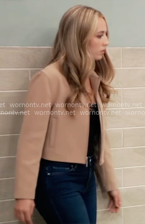 Josslyn’s camel jacket on General Hospital