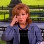 Joy’s blue ruffle cuff zip jacket on The View