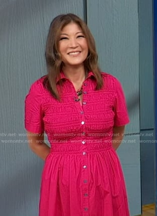 Juju’s pink smocked shirtdress on Good Morning America