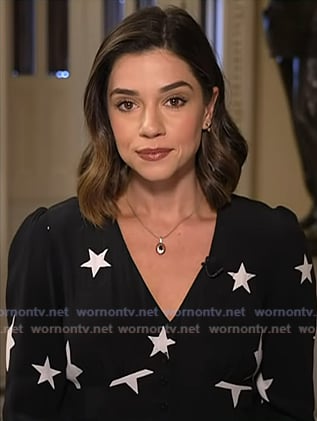 Julie’s back star print v-neck dress on NBC News Daily