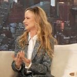 Juliette Lewis's printed blazer and pants on The Drew Barrymore Show